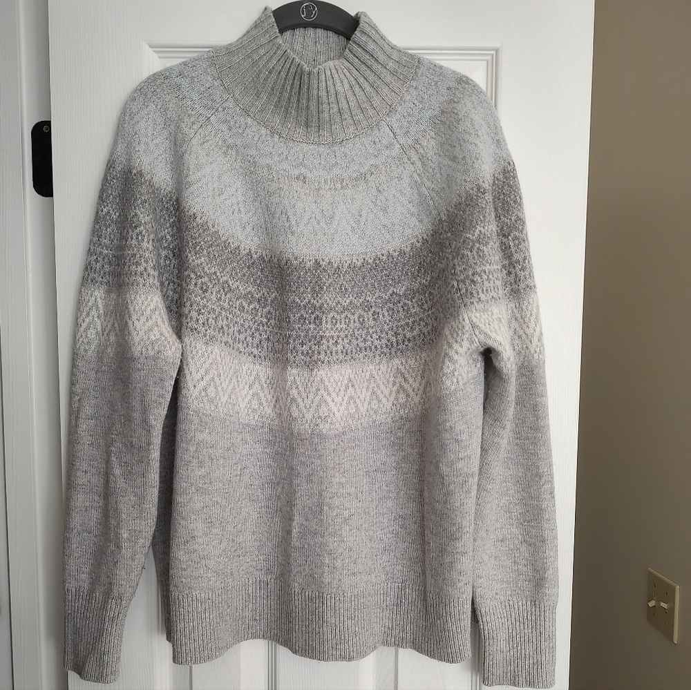 Vineyard Vines Fair Isle Tonal Mockneck Sweater Merino Wool Cashmere Blend M